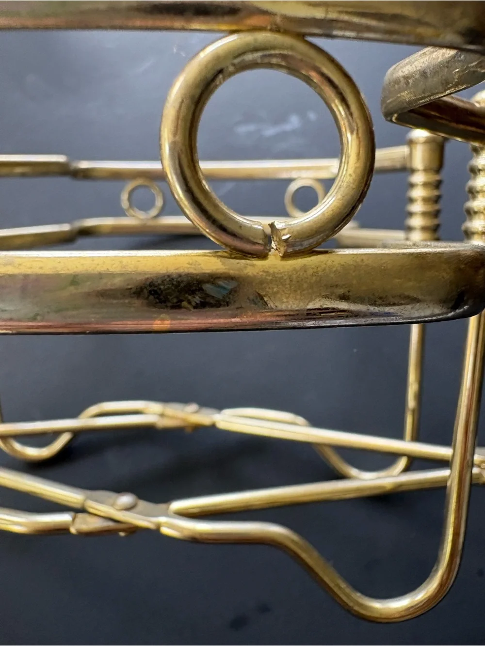 Vintage Expandable Brass Casserole Cradle Carrier- Mid Century Kitchenware